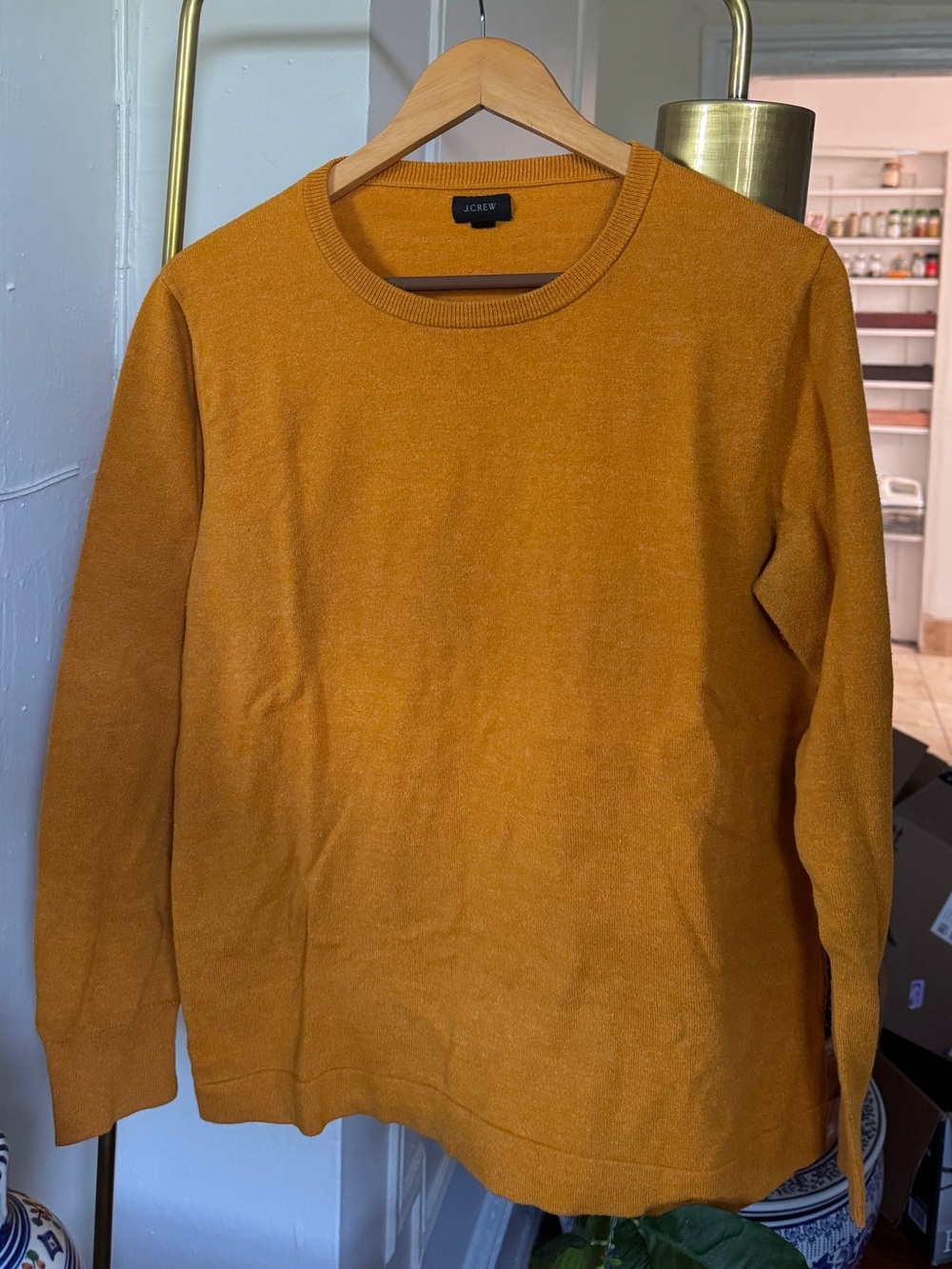 J.Crew Heather Saffron Cotton Crewneck Sweater Men’s Small Lightweight Knit